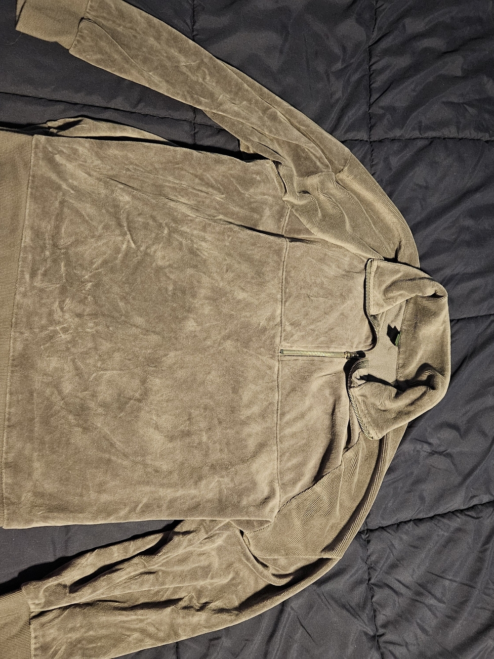 Wild Fable Womens Large Taupe Velour Quarter Zip Pullover Sweatshirt